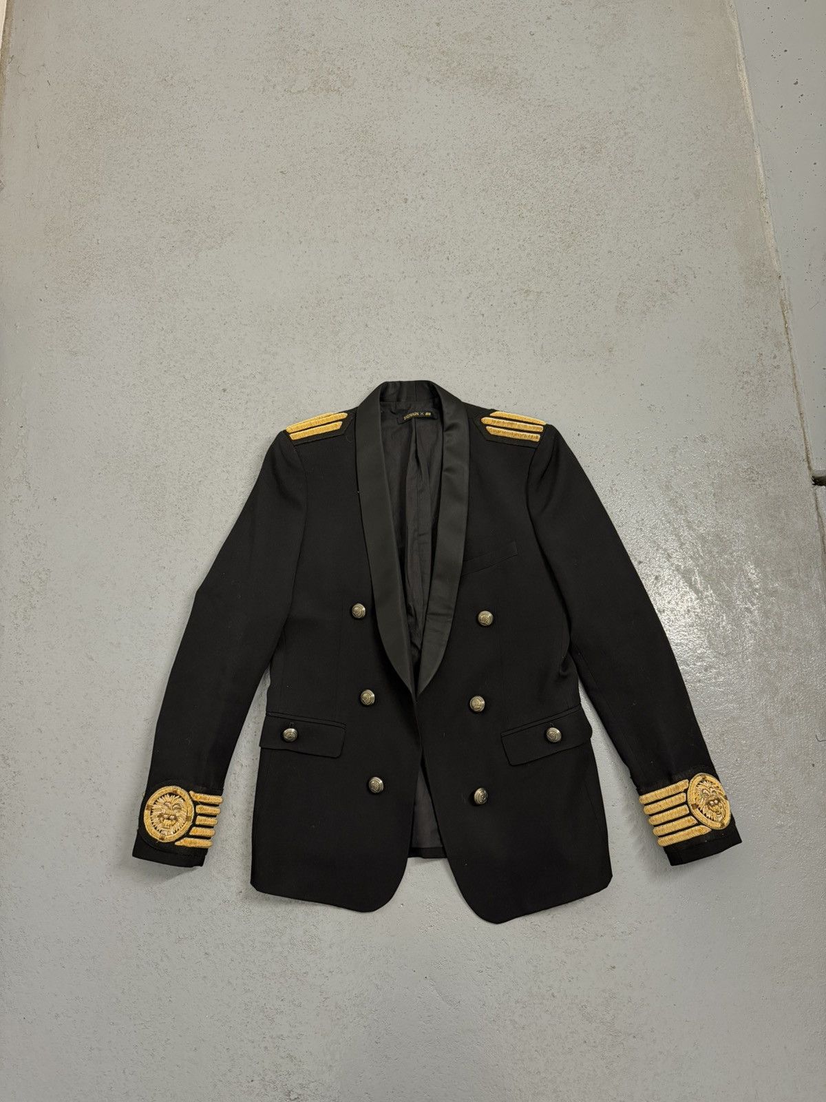 Balmain x H&M Black Shawl Collar Napoleon Wool Jacket