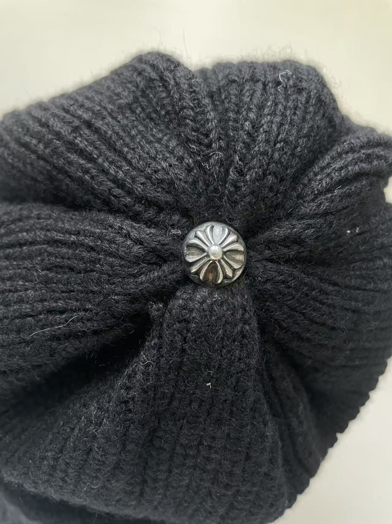Chrome Hearts Chrome Hearts Black Cashmere Star Leather Patch Beanie Size ONE SIZE - 4 Thumbnail