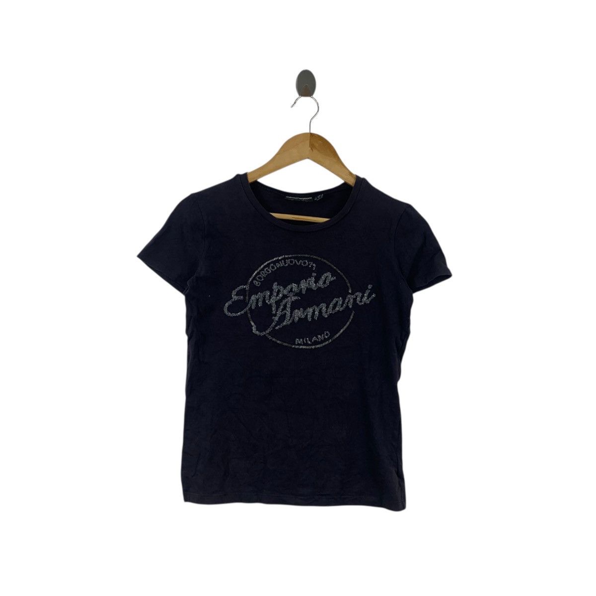 Emporio Armani EMPORIO ARMANI GIORGIO Milano Rhinestone Bling Tee Shirt Size XS / US 0-2 / IT 36-38 - 1 Thumbnail