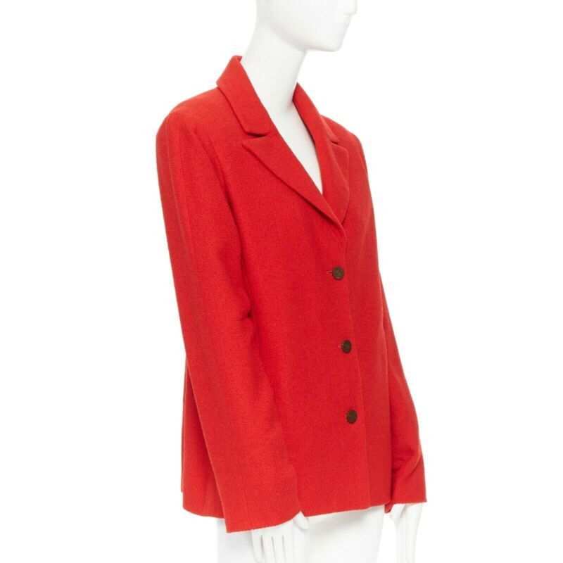 Chanel CHANEL 98A vintage lipstick red tweed peak lapel copper CC blazer jacket FR44 Size XL / US 12-14 / IT 48-50 - 1 Thumbnail