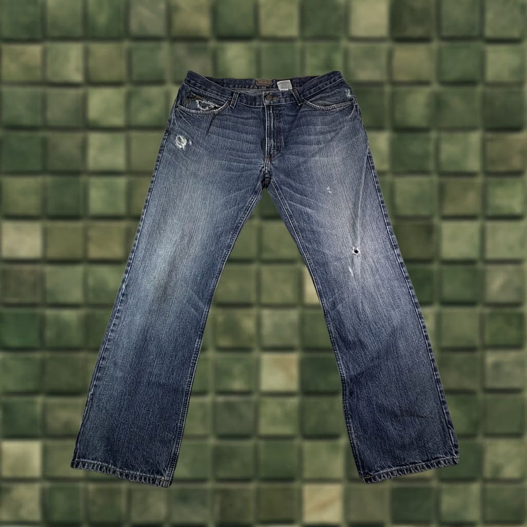 Ariat Ariat Jeans Regular 36x32 M4 Blue Distressed Bootcut Logo Embroidered Men Size US 36 / EU 52 - 1 Thumbnail