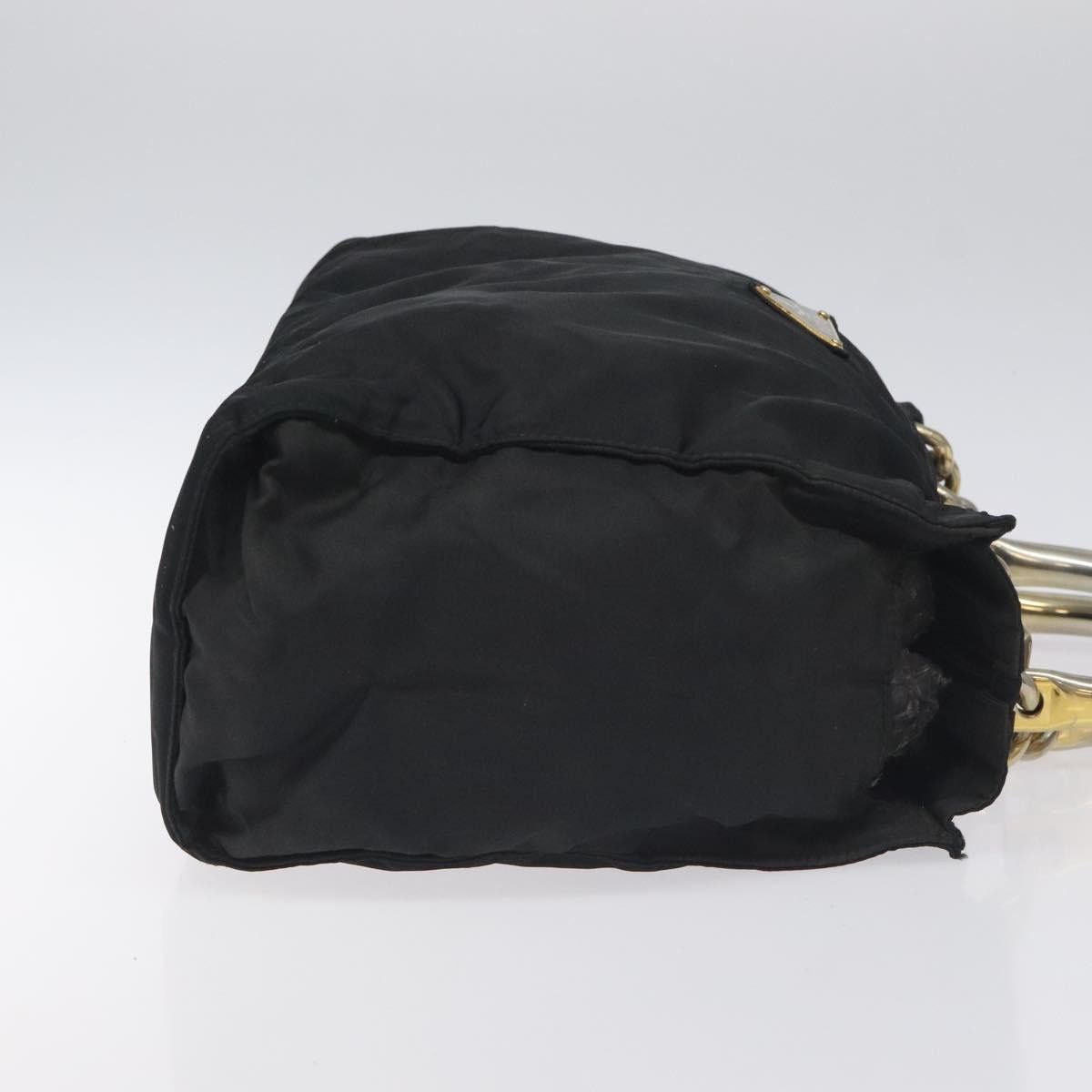 PRADA Hand Bag Nylon Black Gold