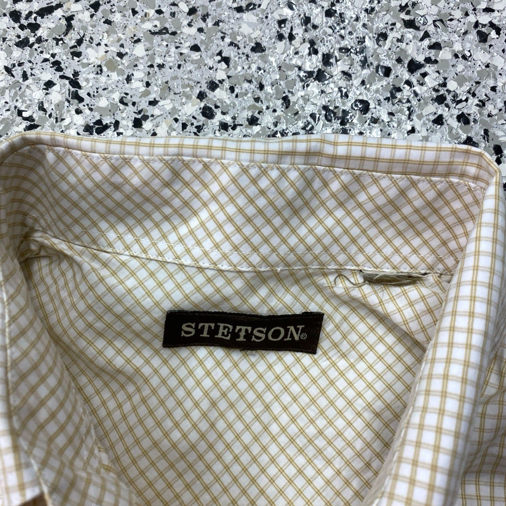 Stetson Stetson Shirt Mens XL Yellow Check Western Pearl Snap Long Sleeve Shirt Size US XL / EU 56 / 4 - 2 Thumbnail