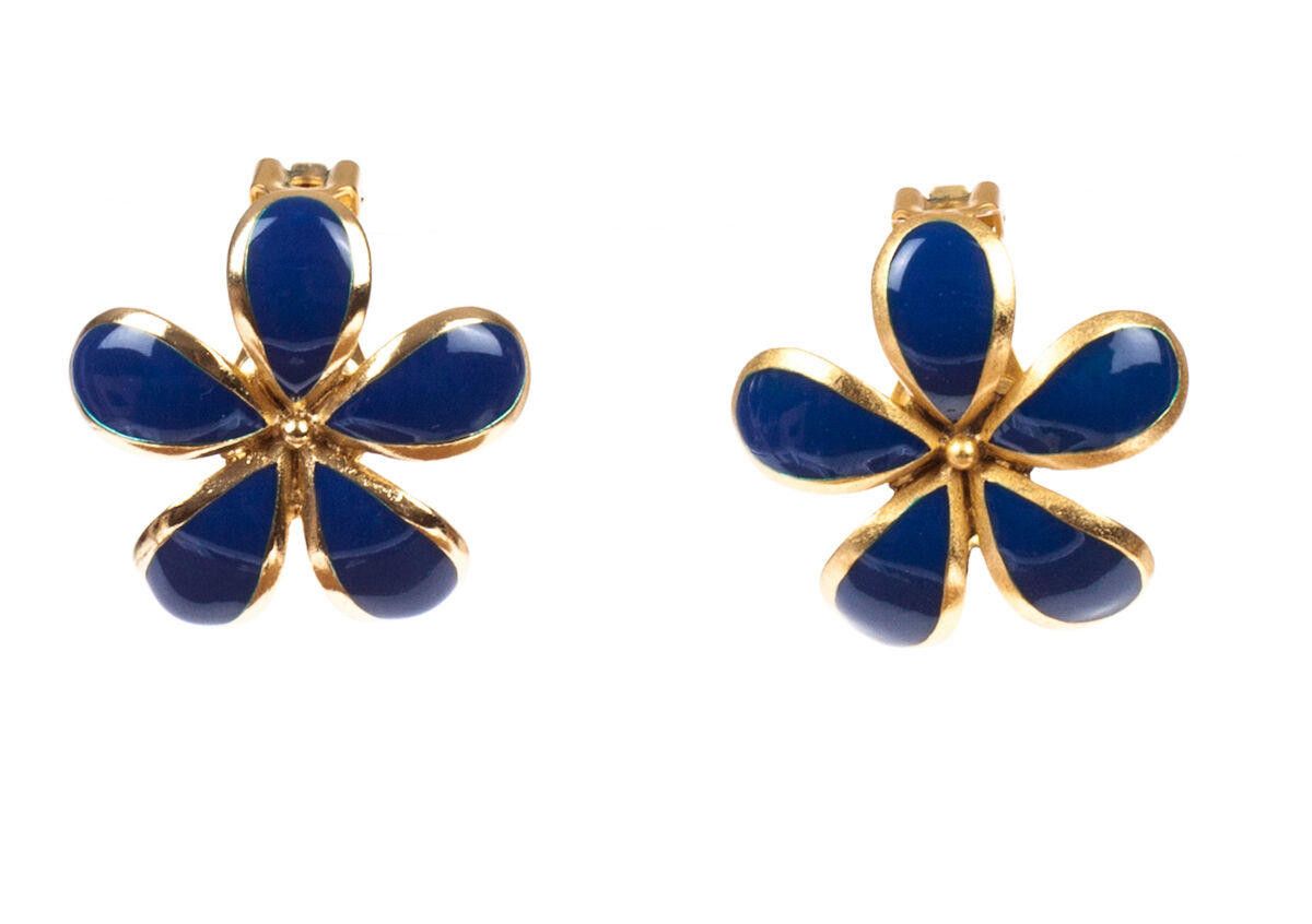 Balenciaga Balenciaga Two-Piece Gold and Blue Enamel Flower Set Size ONE SIZE - 3 Thumbnail