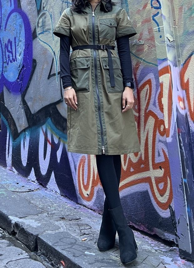 Moncler Moncler womens belted outerwear - khaki Size S / US 4 / IT 40 - 2 Thumbnail