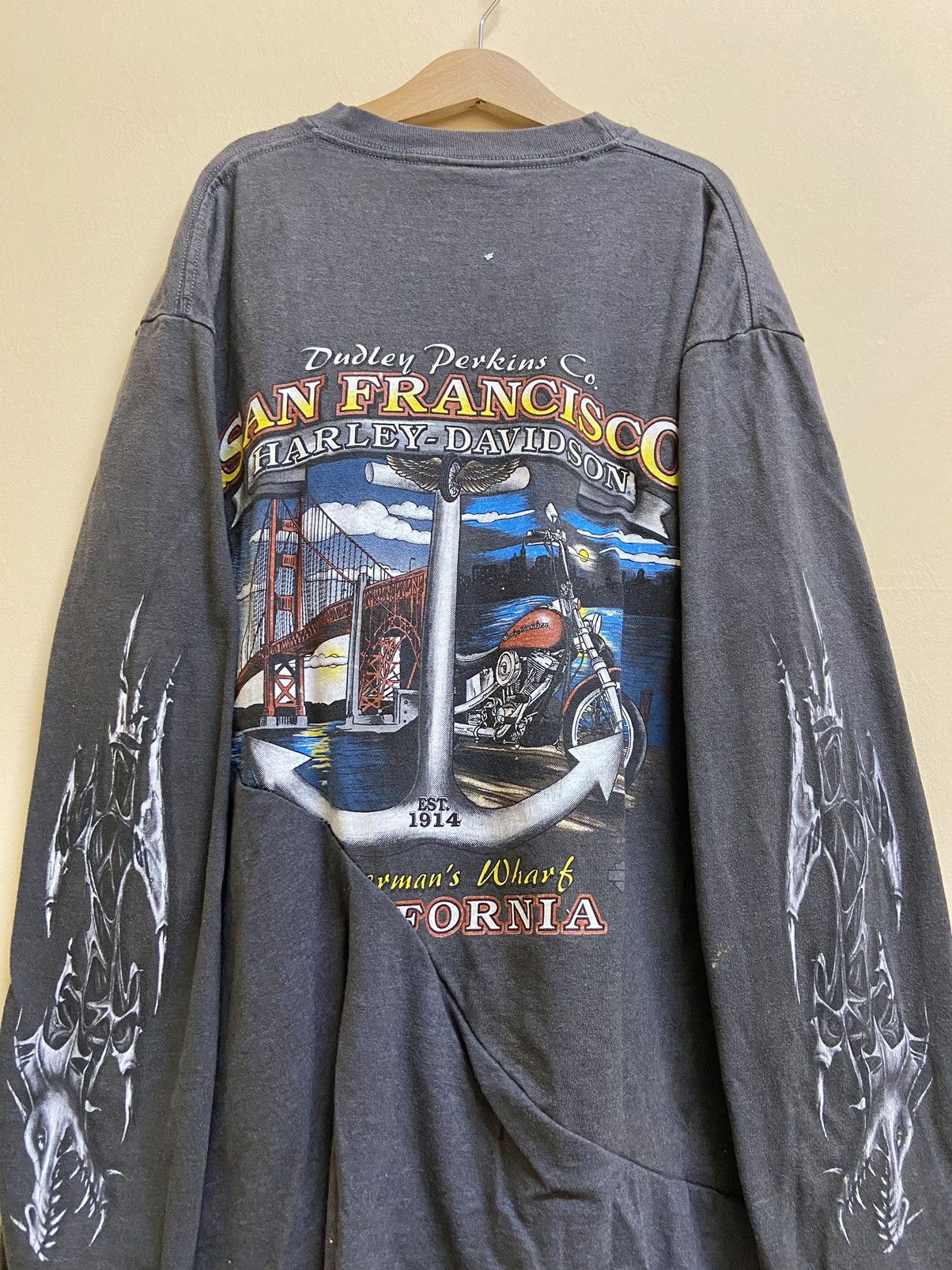 Harley Davidson × Vintage Vintage 1997/2007 Harley Davidson Sleeveprint Dragon Custom Size US M / EU 48-50 / 2 - 4 Thumbnail