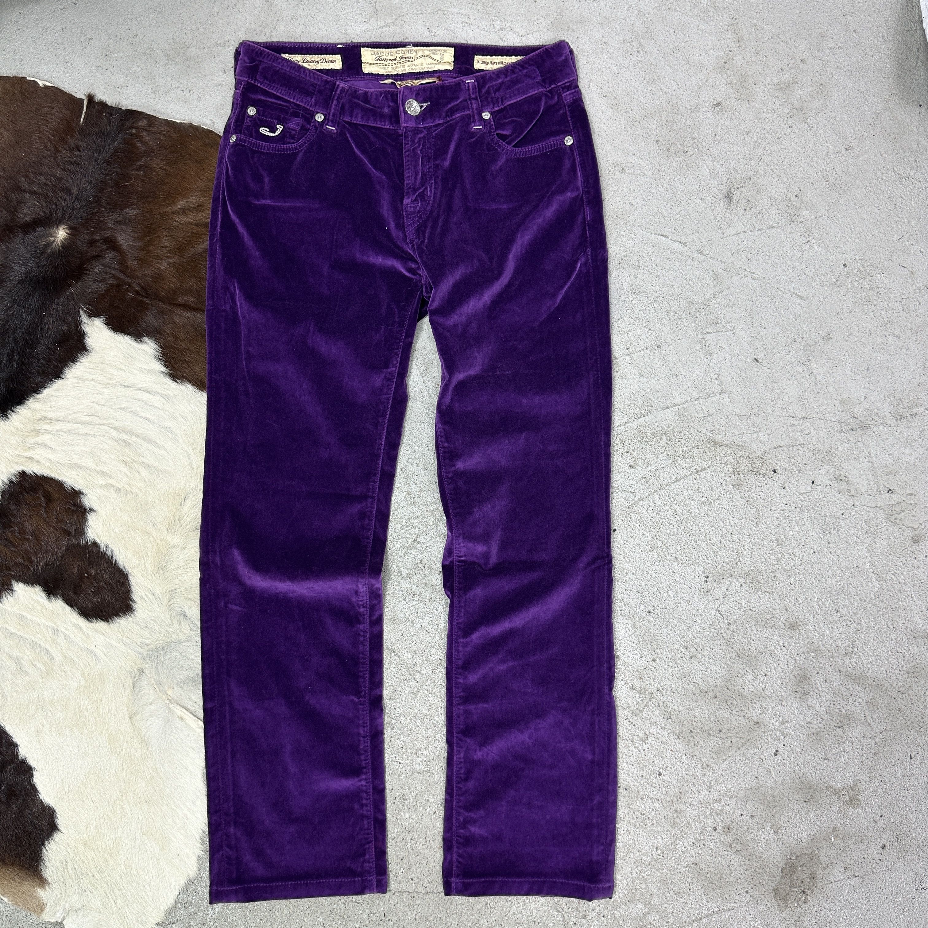 Jacob Cohen Vintage Avant Garde Velvet Purple Jakob Cohen Pants Y2K Size 29" - 5 Thumbnail