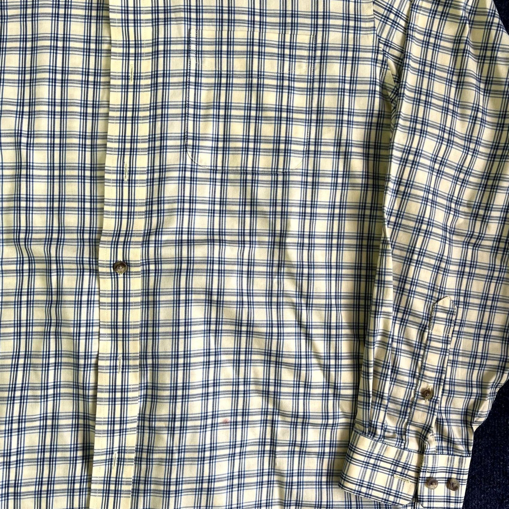 Vintage L.L.Bean Shirt Mens Large Yellow Blue Plaid Long Sleeve Button Down Cotton Shirt Size US L / EU 52-54 / 3 - 2 Thumbnail