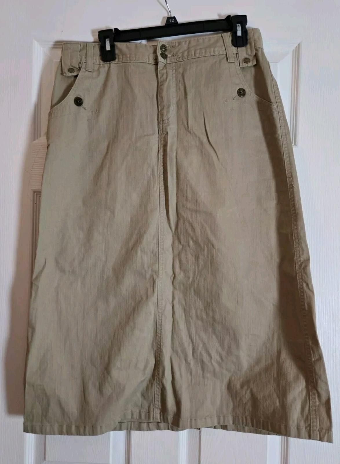 Other Chrisher & Banks Khaki Beige Cotton Maxi Skirt Stretch Long Size 30" / US 8 / IT 44 - 1 Thumbnail