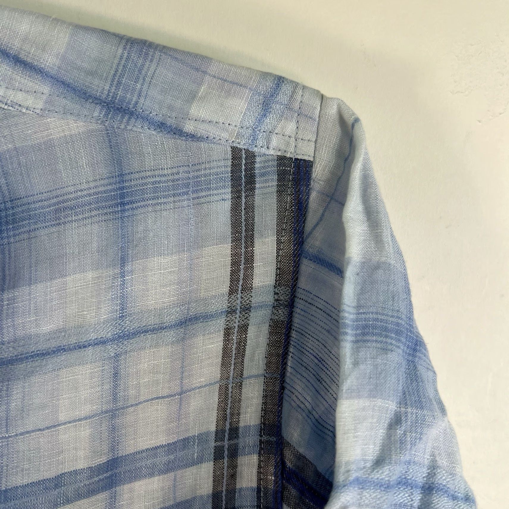 Tommy Bahama Tommy Bahama Shirt Adult M Blue Linen Plaid Button-Up Short Sleeve Beach Classic Mens Size US M / EU 48-50 / 2 - 2 Thumbnail