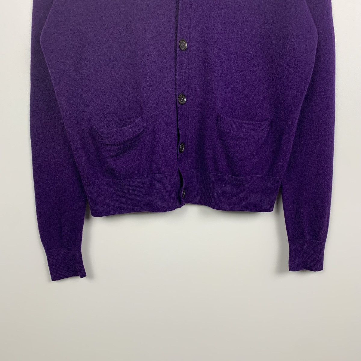 Polo Ralph Lauren Vintage Polo Ralph Lauren Merino Wool Cardigan Purple 90's Size US L / EU 52-54 / 3 - 3 Thumbnail