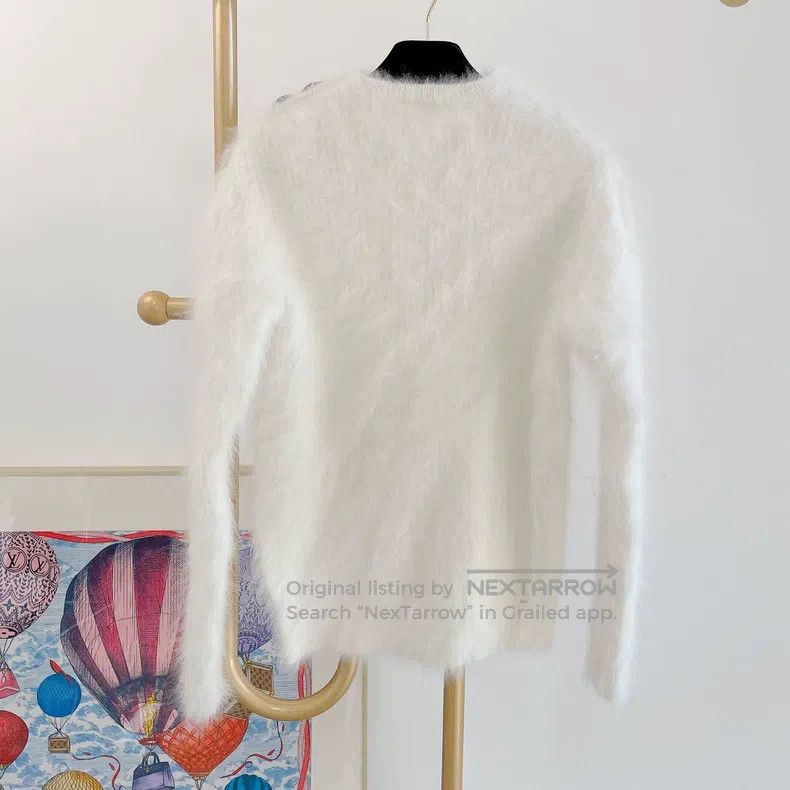 Balenciaga Balenciaga White Fuzzy Knit Top Size XS / US 0-2 / IT 36-38 - 2 Thumbnail