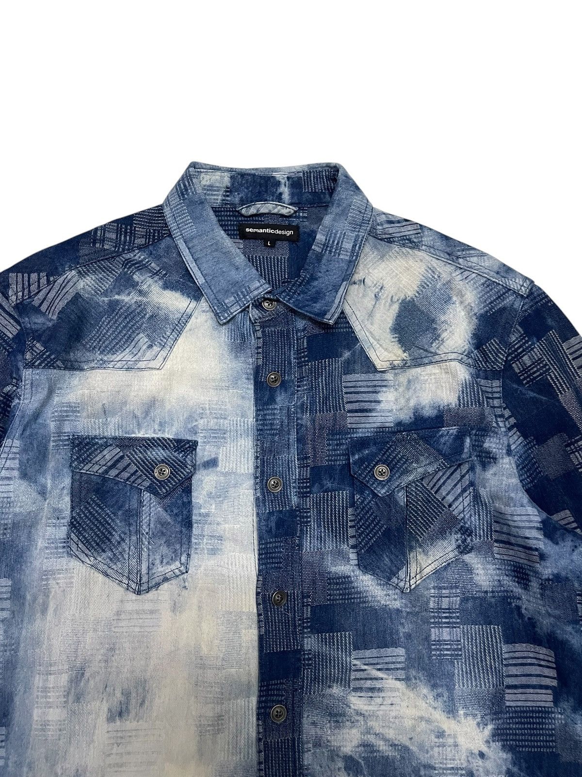 semanticdesign Semantic Design Patchwork Acid Wash Western Denim Shirt Size US L / EU 52-54 / 3 - 5 Thumbnail