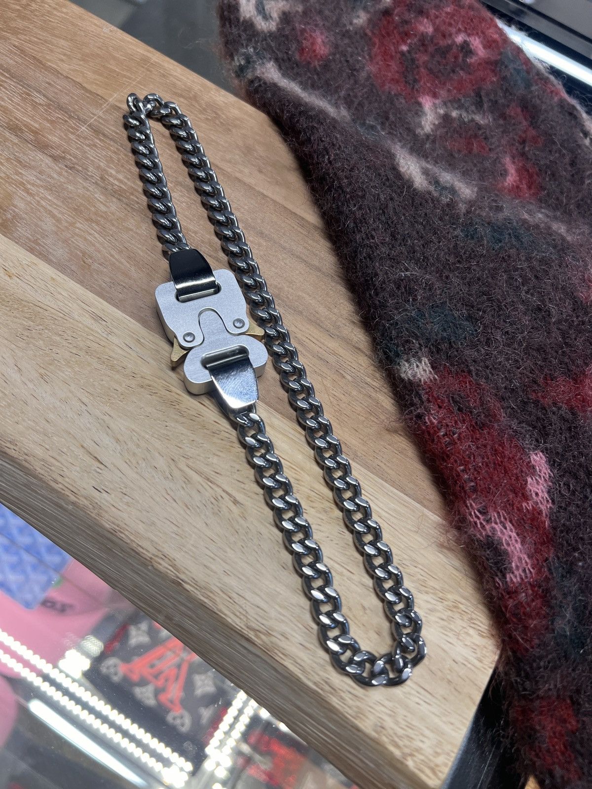 image of 1017 Alyx 9Sm Silver Metal Buckle Necklace, Men's