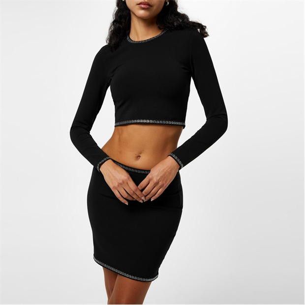 Alexander Wang o1g2r1mq0824 Crystal Long Sleeve Crew Top in Black Size L / US 10 / IT 46 - 3 Thumbnail