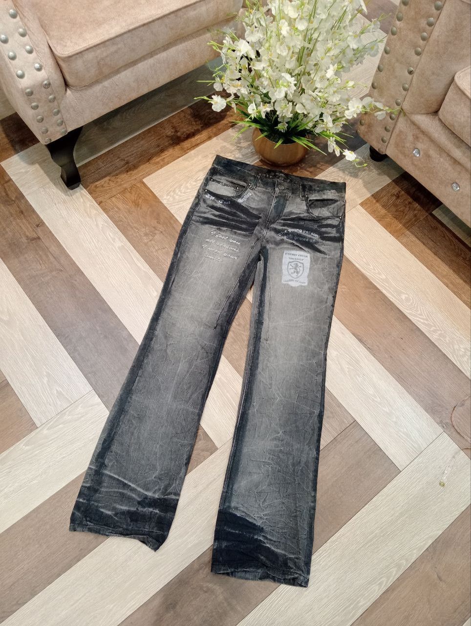 LOWBOX JAPANESE LOWBOX DISTRESSED LOOK FLARED PANTS - SIZE 84 Size US 32 / EU 48 - 2 Thumbnail