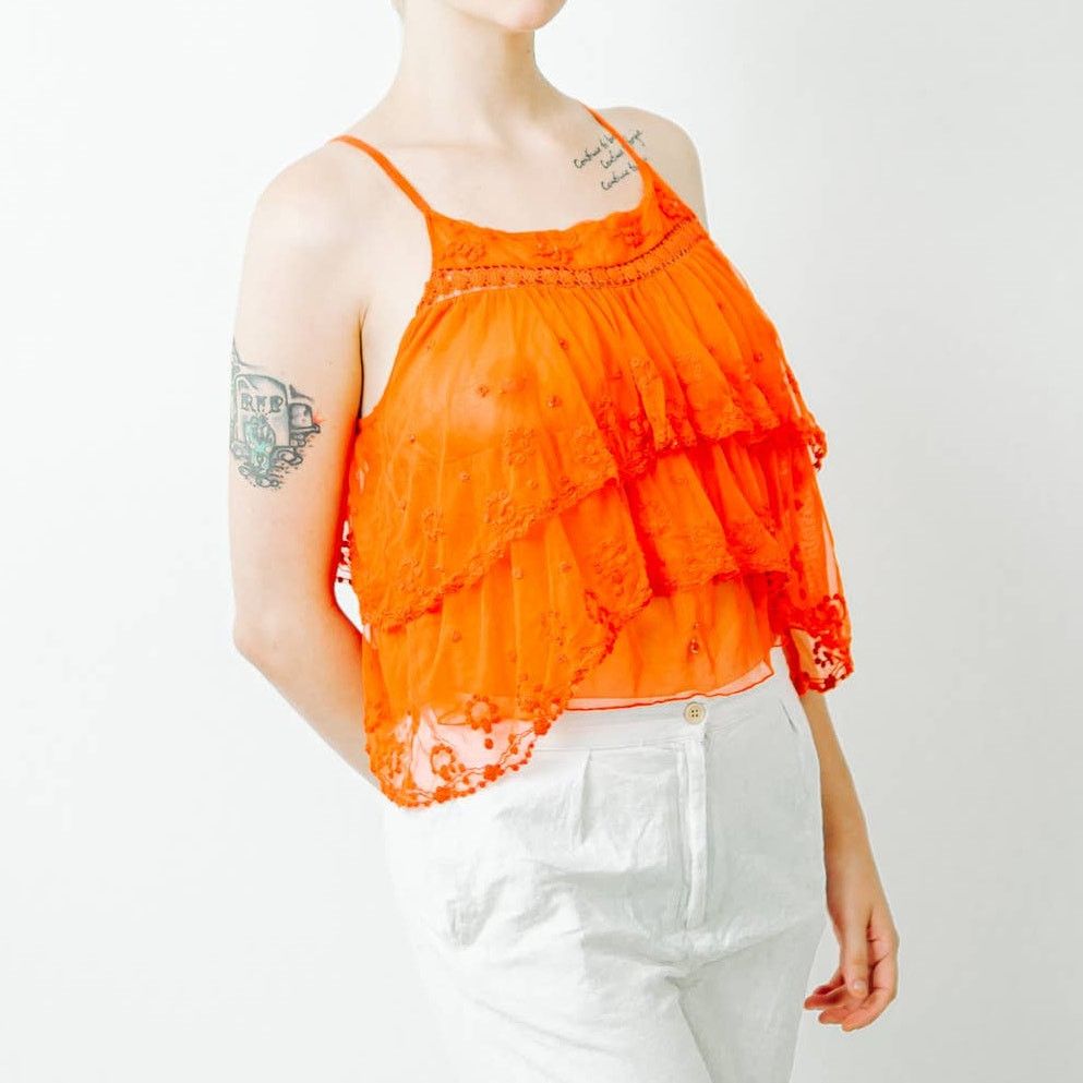 Free People Free People Lace Layered Halter Top - Large Size L / US 10 / IT 46 - 4 Thumbnail