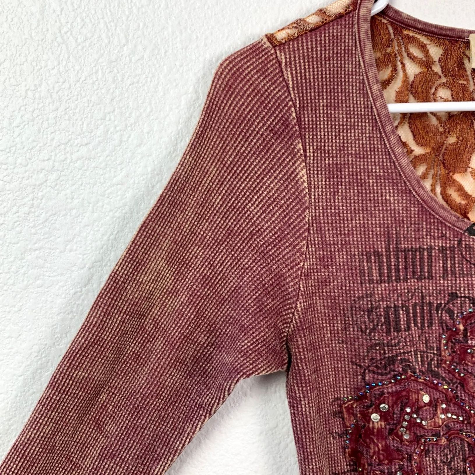 Vintage Y2K Daytrip Thermal Shirt Women's M Lace Back Twilightcore Fairy Size M / US 6-8 / IT 42-44 - 2 Thumbnail
