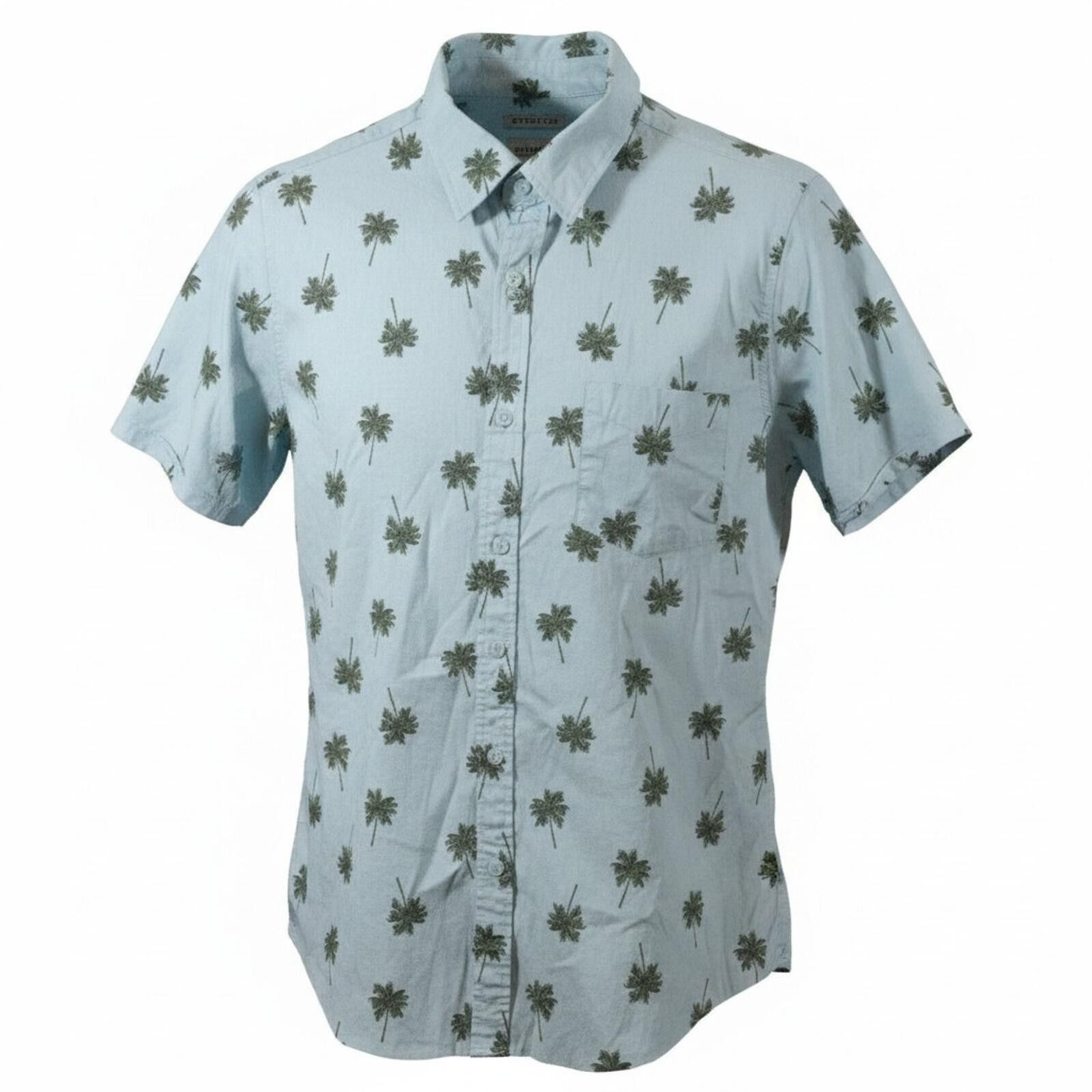 Haggar 🌴Blue M Tropical Palm Tree Button Down Shirt Skater Resort Size US M / EU 48-50 / 2 - 1 Thumbnail
