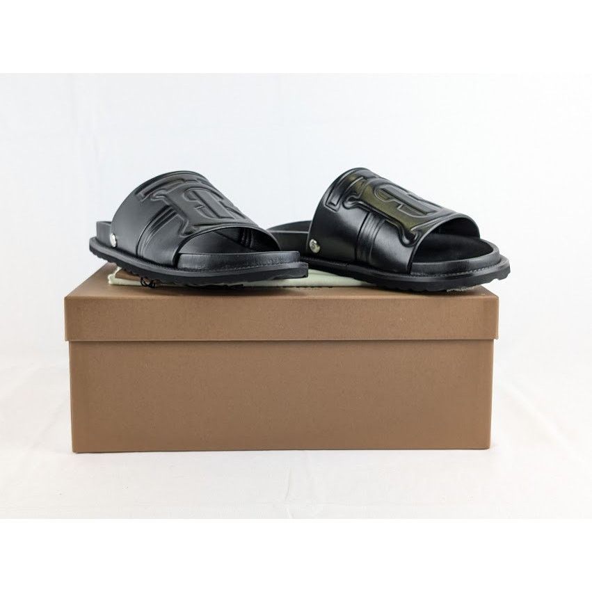 Burberry o1rshd1 Leather Embossed TB Monogram Slides in Black Size US 8 / EU 41 - 1 Thumbnail
