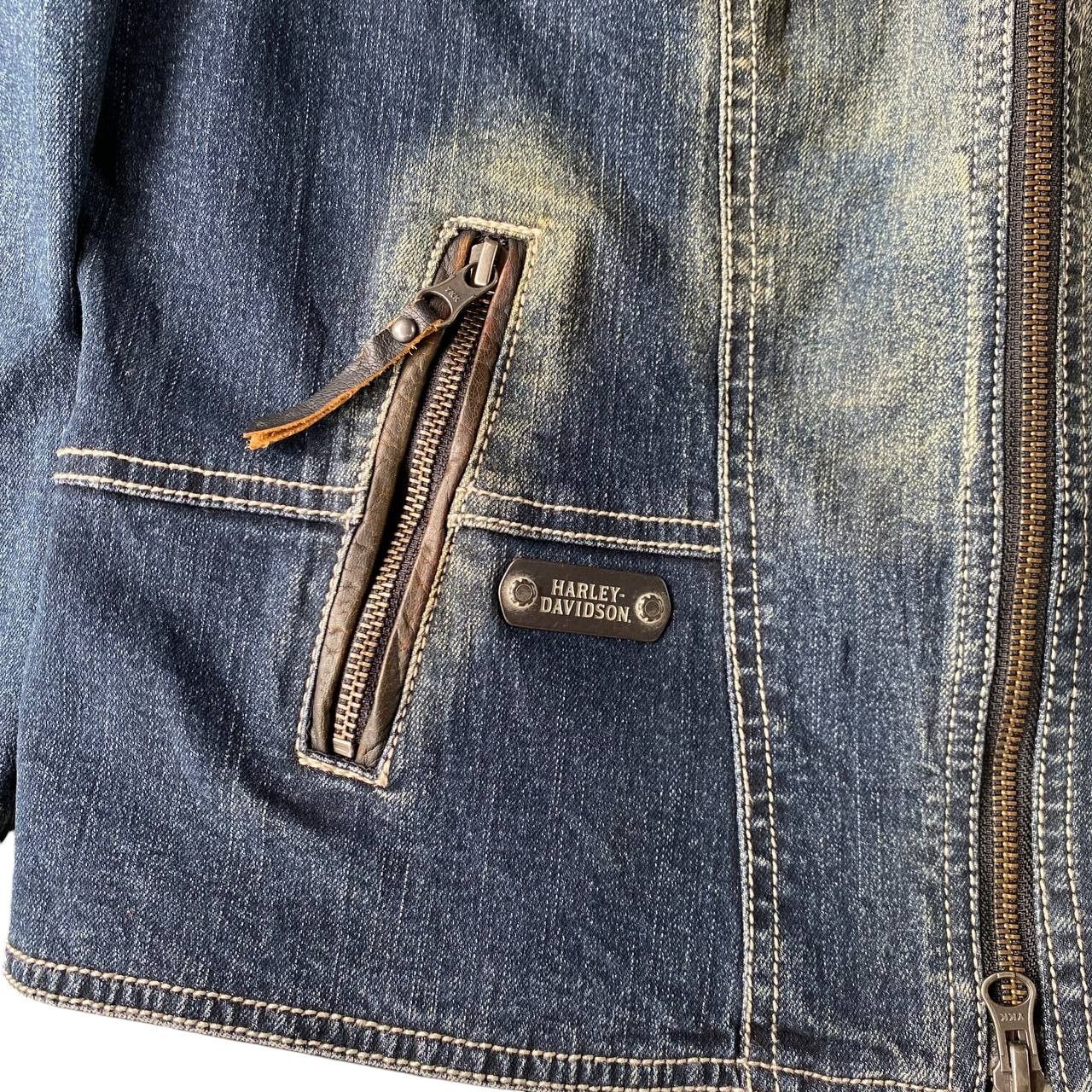 Harley Davidson Y2K Harley-Davidson Women Biker Jacket Denim Leather Studded Size L / US 10 / IT 46 - 6 Thumbnail