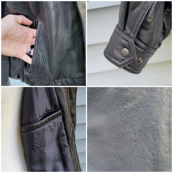 Croft & Barrow Vintage 90s y2k Croft & Barrow Black Leather Bomber Racer Bo Size US XL / EU 56 / 4 - 4 Thumbnail