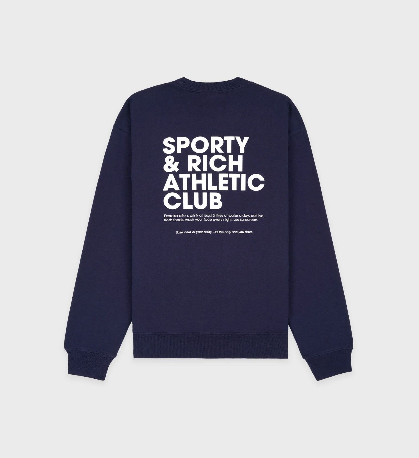 Sporty & Rich o1mle0525 Exercise Often Crewneck Sweatshirt in Navy Size M / US 6-8 / IT 42-44 - 2 Thumbnail