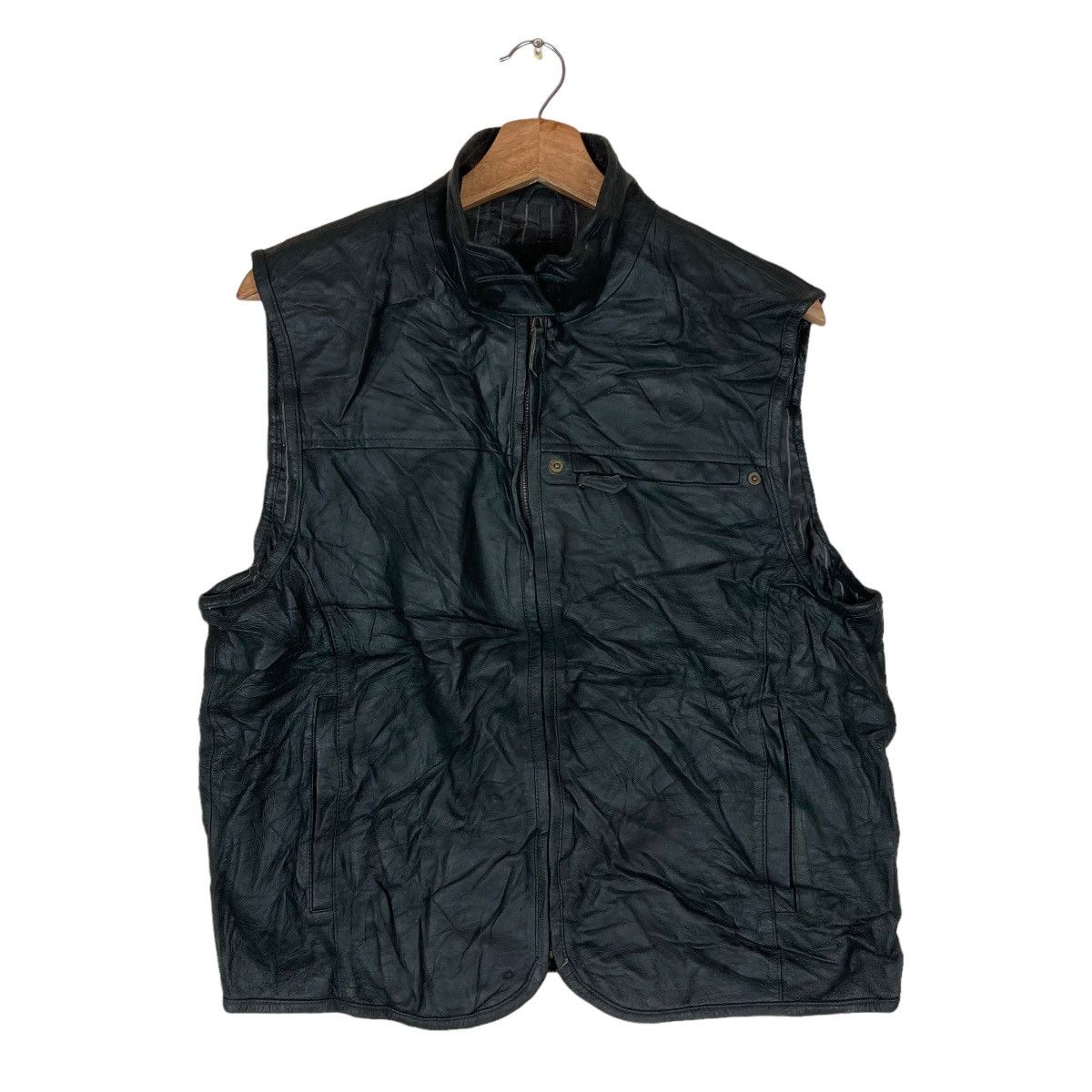 Vintage Vintage Dan Valentino Zipper Leather Vest Jacket Size US M / EU 48-50 / 2 - 1 Thumbnail