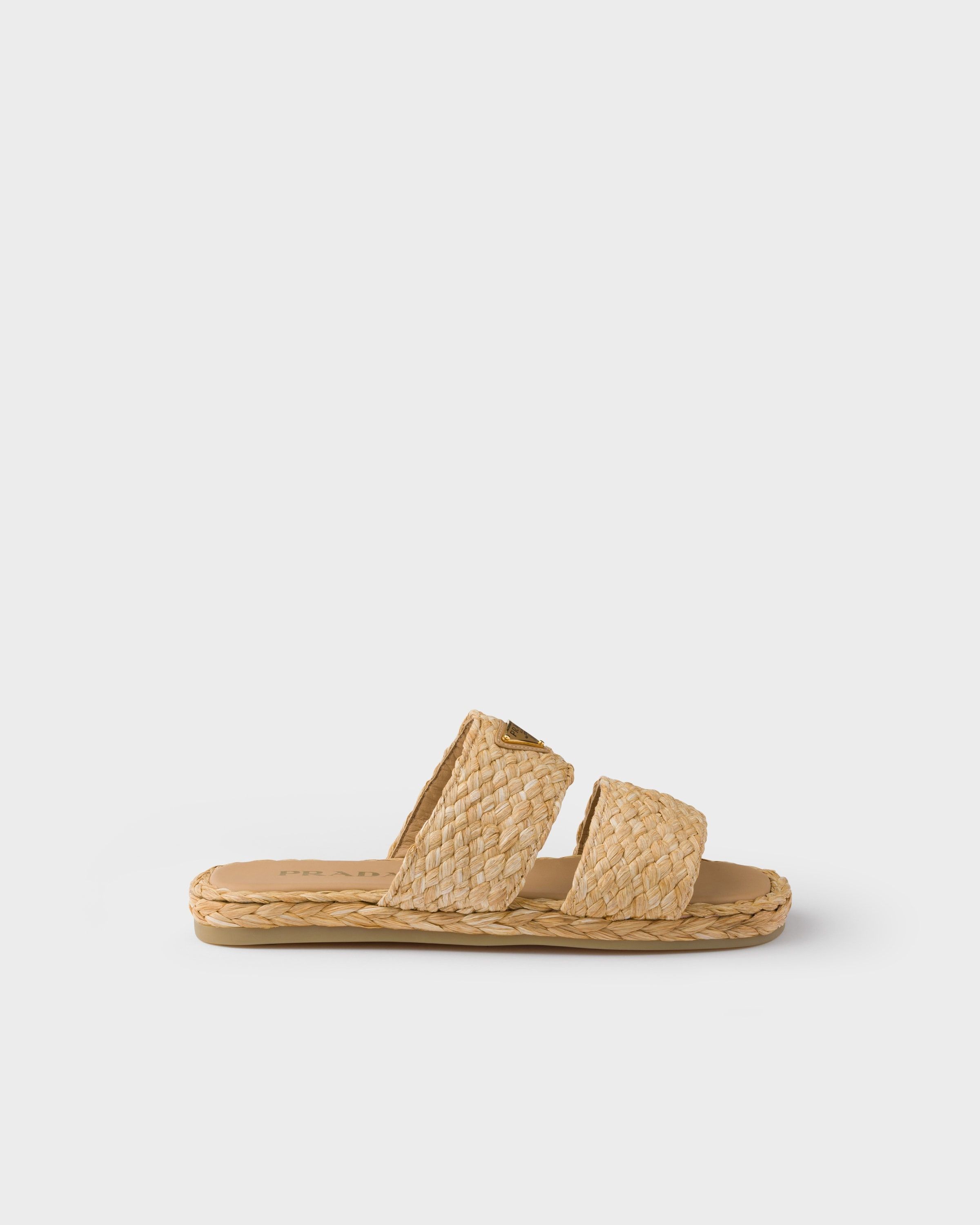 Prada o1bcso1str1025 Raffia Slides in Beige Size US 11 / EU 44 - 2 Thumbnail