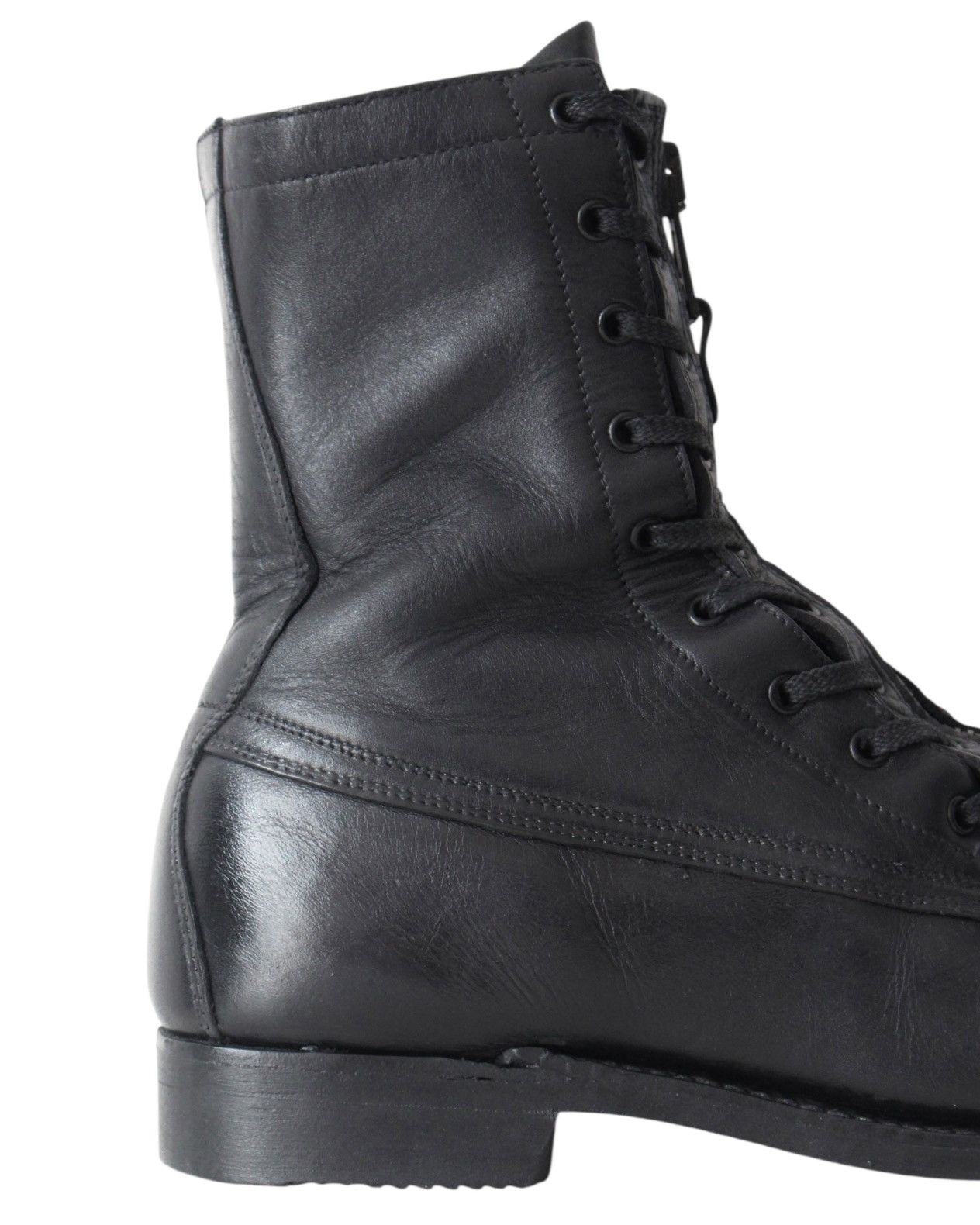 If Six Was Nine 1989 US ARMY BLACK LEATHER FRONT-ZIP COMBAT BOOTS Size US 9 / EU 42 - 9 Thumbnail