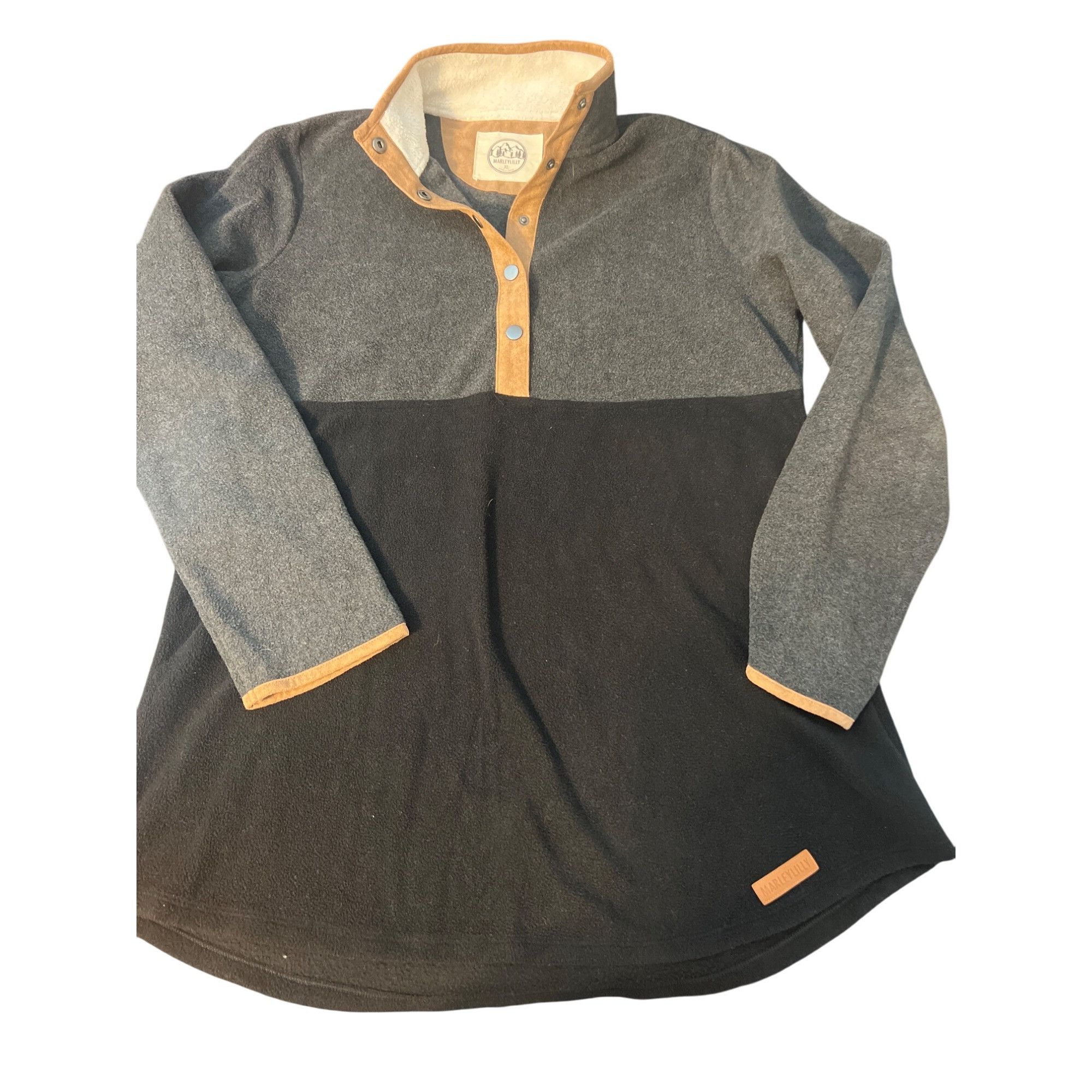 Other Marley Lilly Snap Button Fleece Pullover Gray Black Brown Co Size XL / US 12-14 / IT 48-50 - 1 Thumbnail