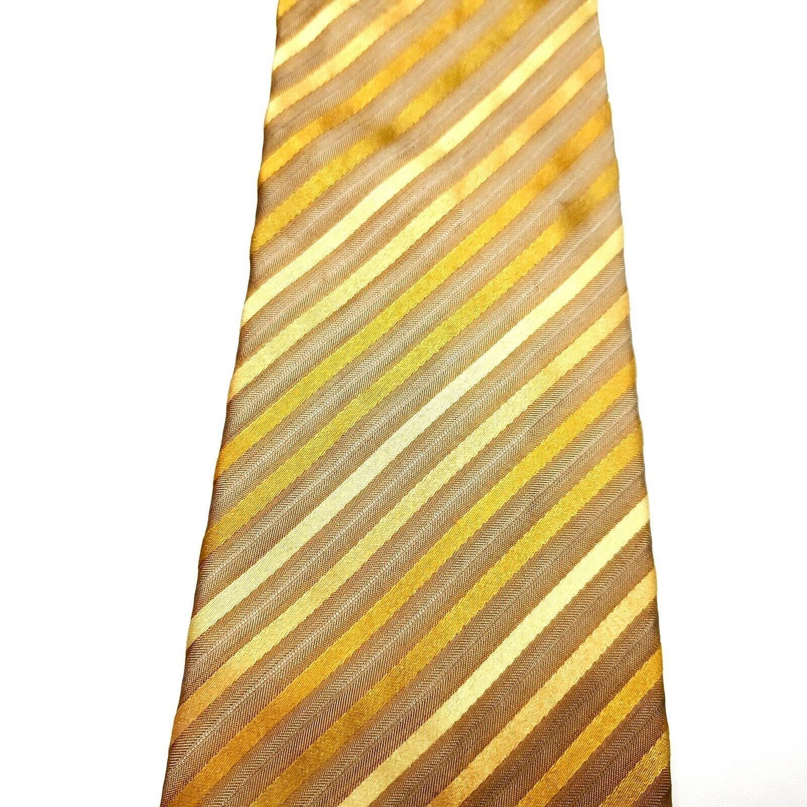 Van Heusen Van Heusen Silk Tie Woven Yellow Striped Stain Resistant Size ONE SIZE - 2 Thumbnail