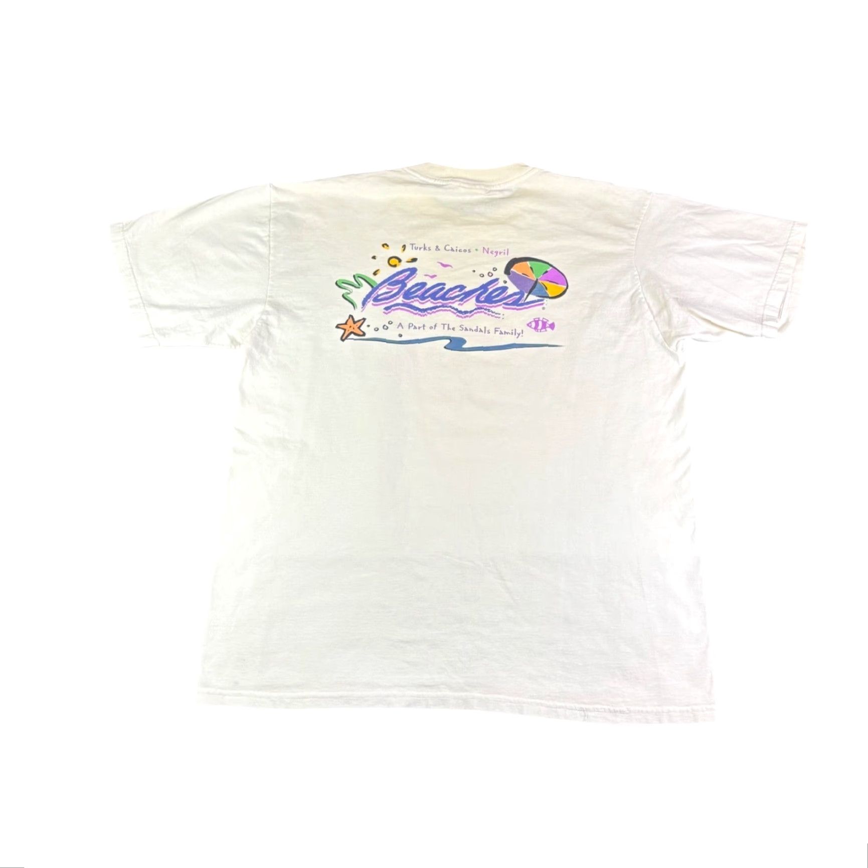 Vintage VINTAGE Miro Classics Graphic Tee Shirt Men XL White 1990s Caribbean Beaches Resort Sandals T Shirt Short Sleeve Size US XL / EU 56 / 4 - 2 Thumbnail