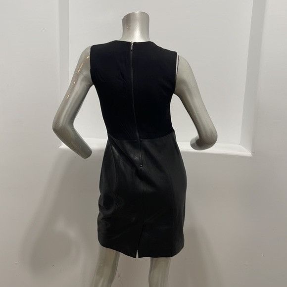 Vince Vince Sleeveless Leather Ponte Combo Sheath Dress Black Size Size XS / US 0-2 / IT 36-38 - 4 Thumbnail