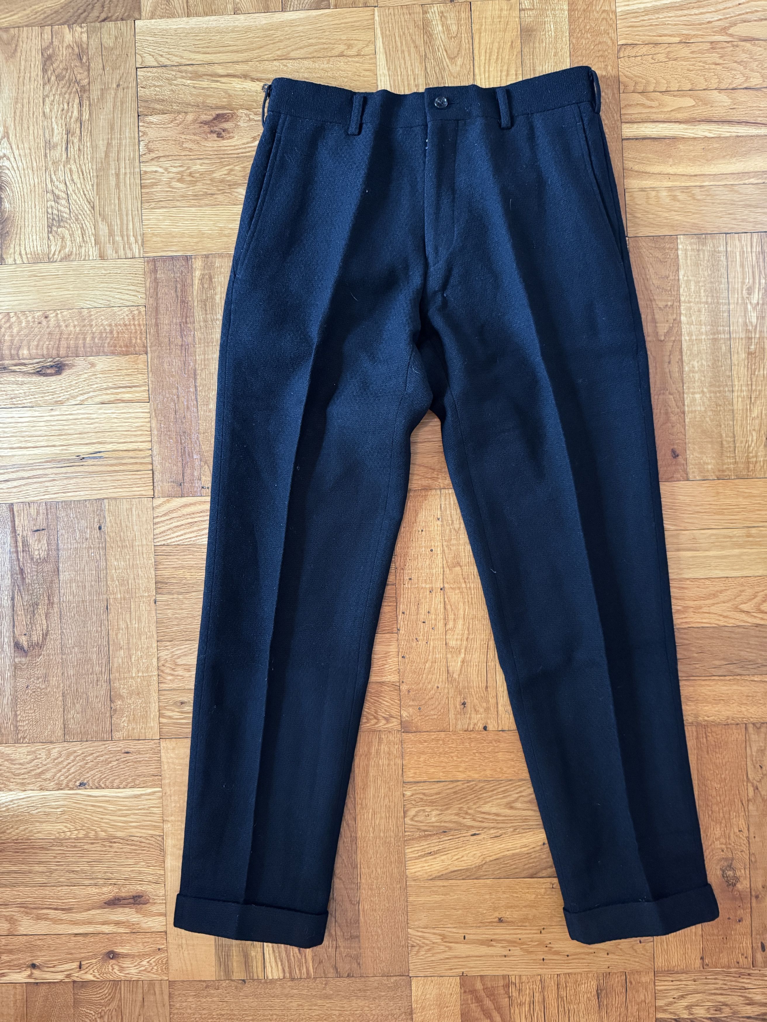 Comme des Garcons Homme Black Textured Wool Pants AD2000 Size US 32 / EU 48 - 1 Thumbnail