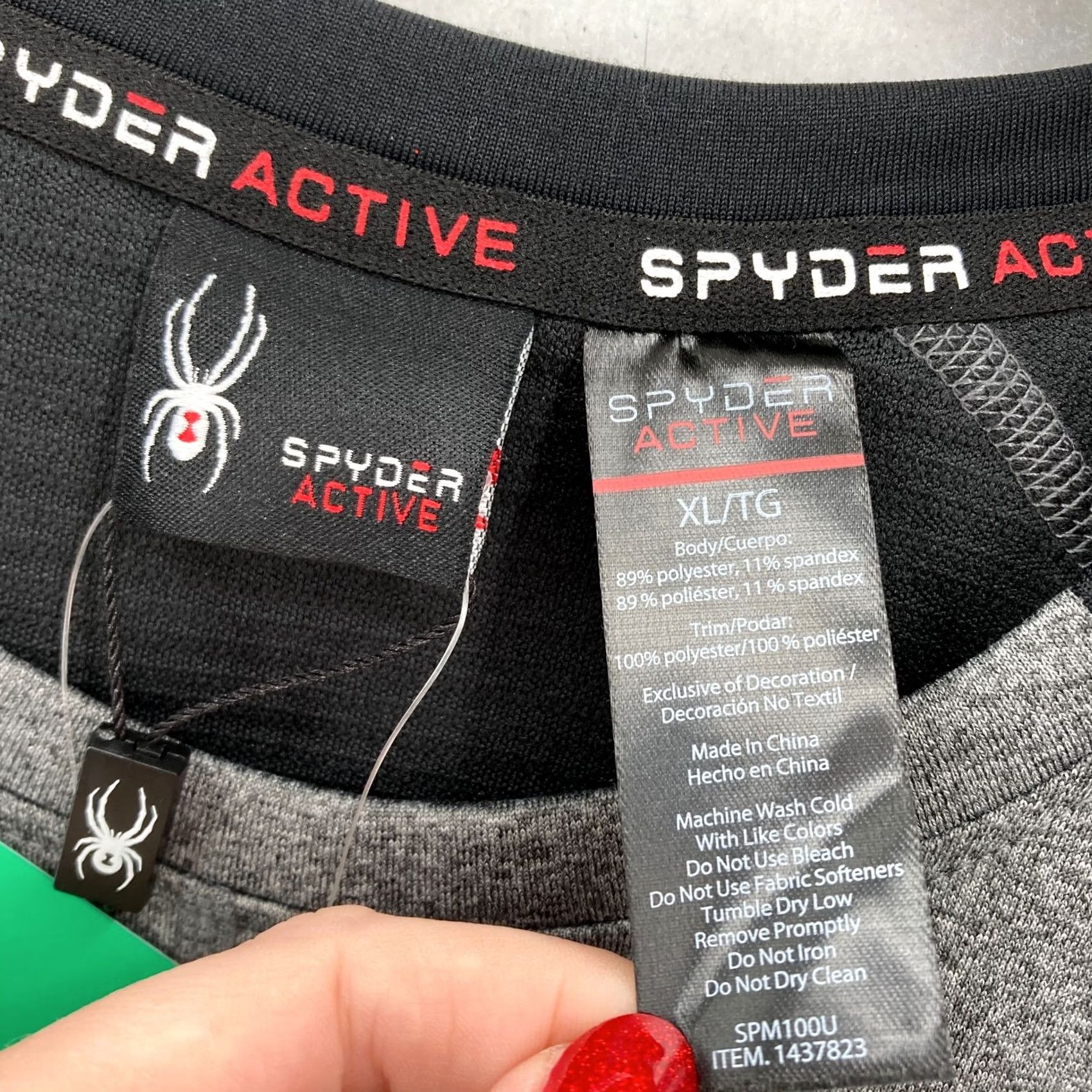 Spyder Spyder Active Proweb Long Sleeve Shirt Mens XL Gray Wicking Stretch Crew Neck Size US XL / EU 56 / 4 - 5 Thumbnail