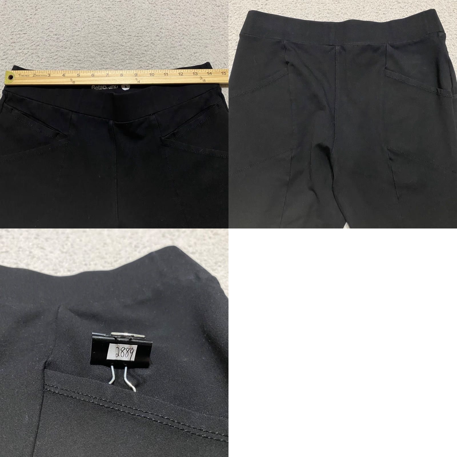Vintage Betabrand Leggings Womens Large Ankle Solid Black Pockets Gym Training Yoga Running Tape: Athletic, Skinny Inseam 24 in Size 36" / US 14 / IT 50 - 8 Thumbnail