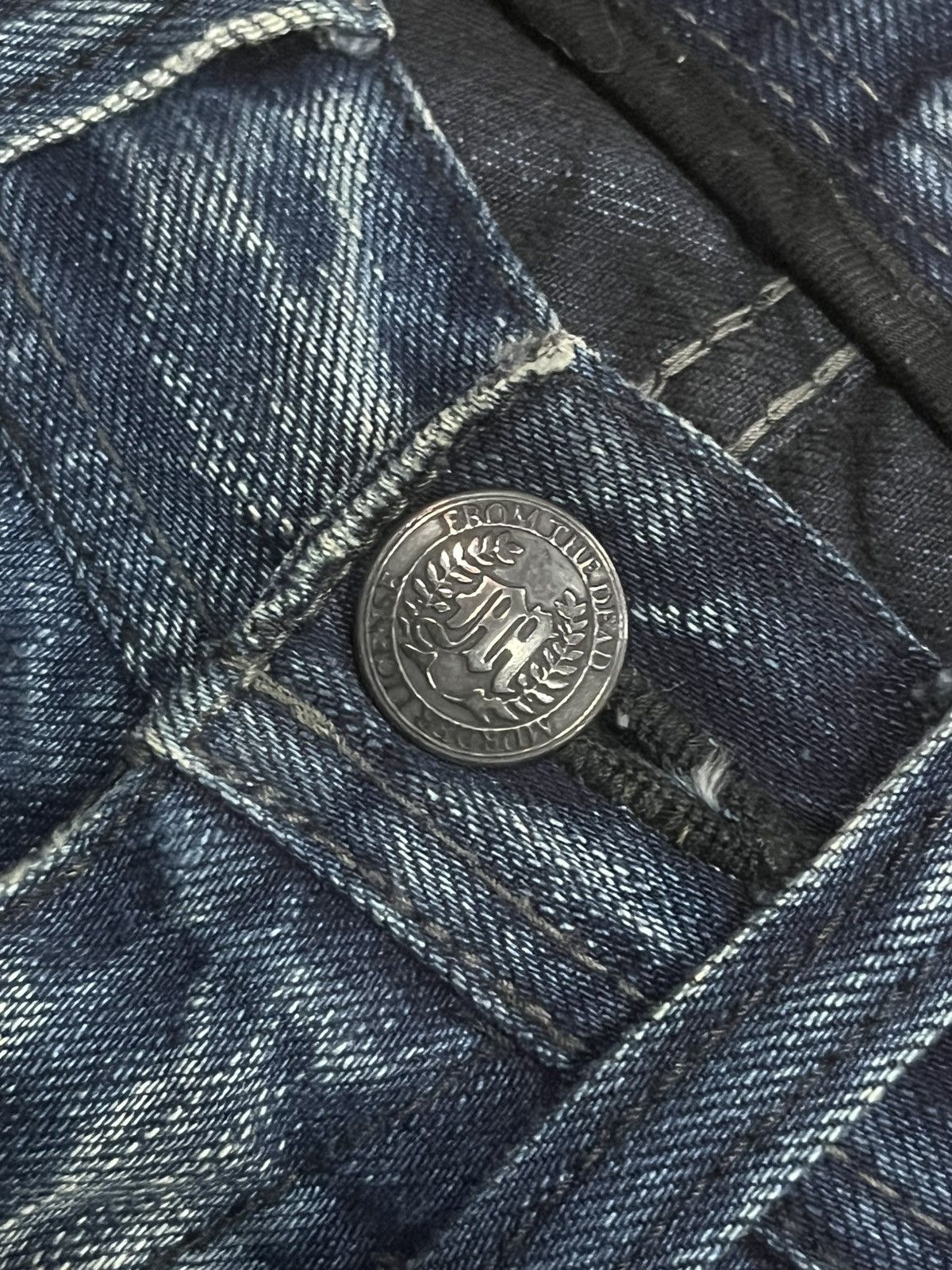 Tornado Mart Vintage Midas Snake Skin Studded Blue Crack Wash Flare Jeans Size US 30 / EU 46 - 5 Thumbnail