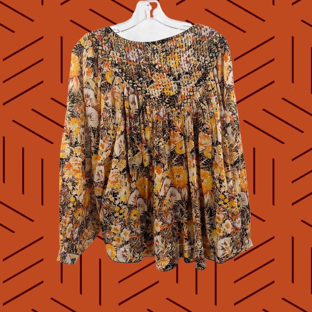Free People Pre-Owned Free People Yellow Size Small Long Sleeve Blouse Size S / US 4 / IT 40 - 1 Thumbnail
