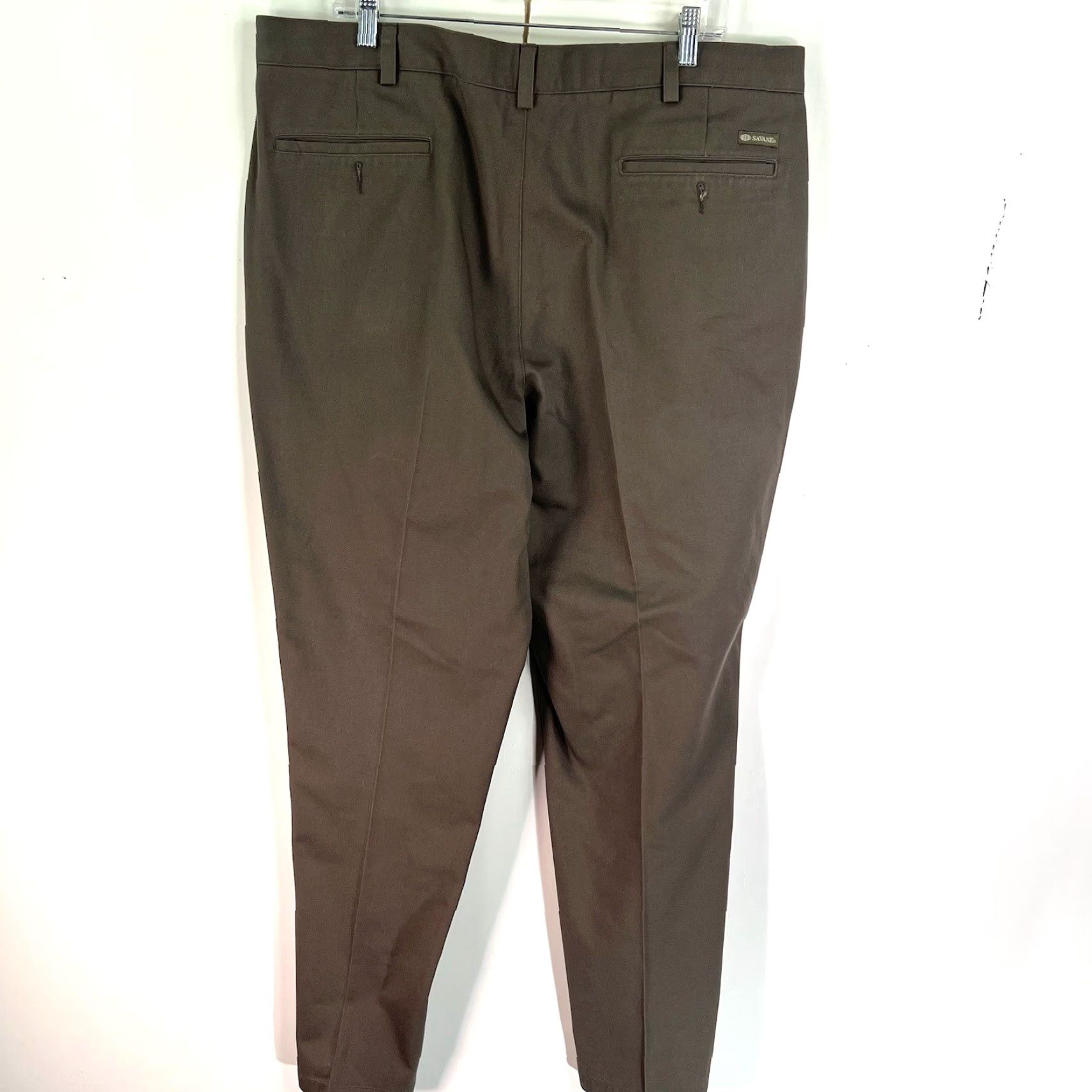 Savane VINTAGE Savane Men's Dress Pants 40 Brown Cotton Flat Front Regular Fit Comfort Waist Straight Leg Size US 40 / EU 56 - 7 Thumbnail