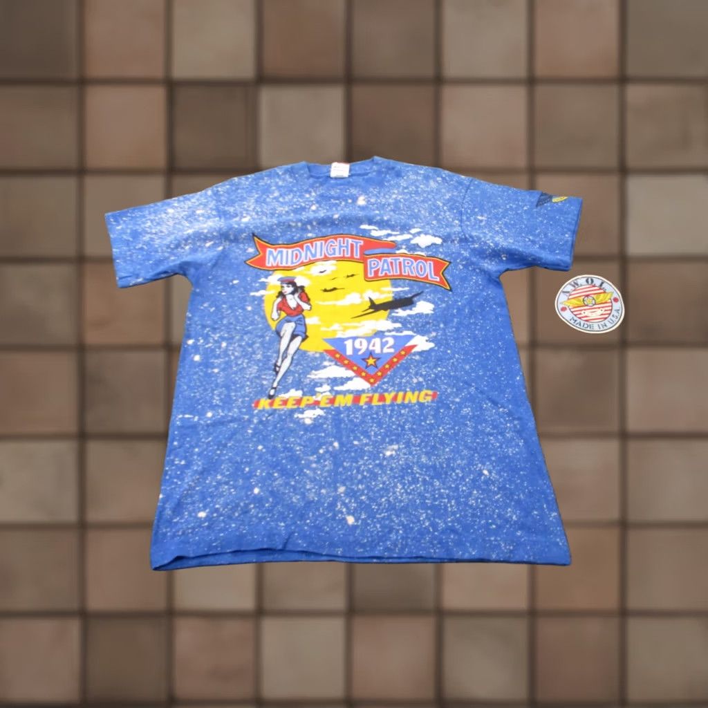 Fruit Of The Loom VINTAGE Midnight Patrol Shirt Men L Blue USA Made Pilot Flying Graphic AWOL 1942 NEW Fruit of the Loom Size US L / EU 52-54 / 3 - 1 Thumbnail