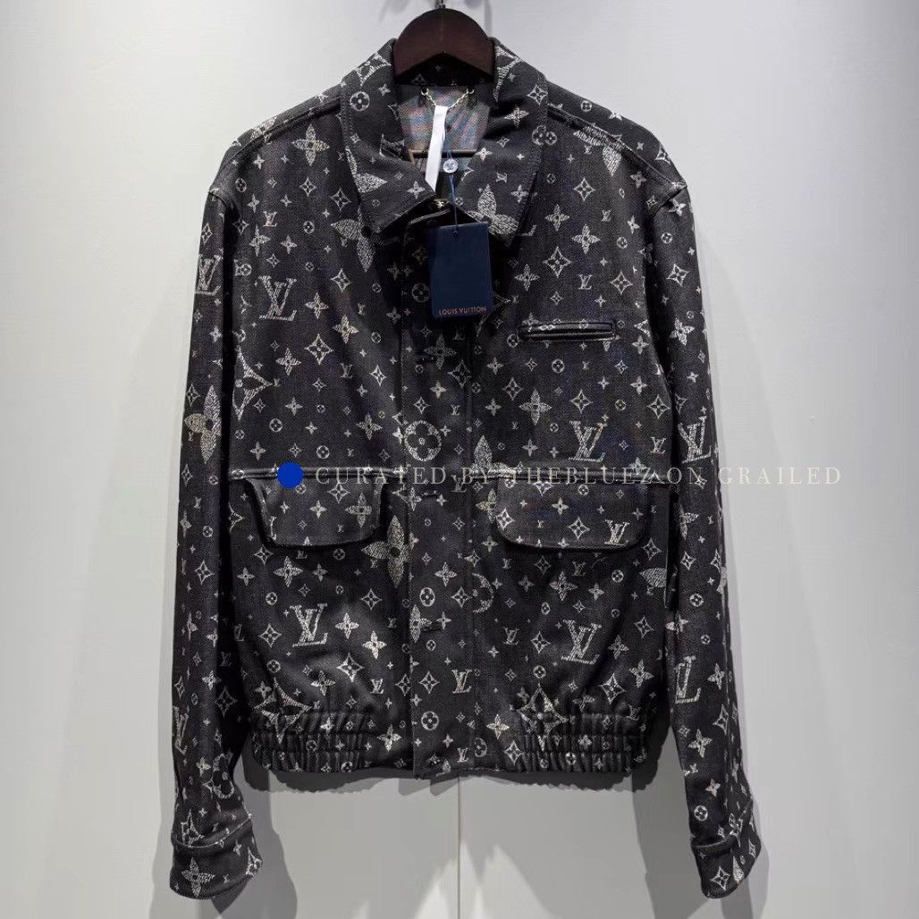 Louis Vuitton Unique Black Full Print Denim Jacket Size US L / EU 52-54 / 3 - 1 Thumbnail