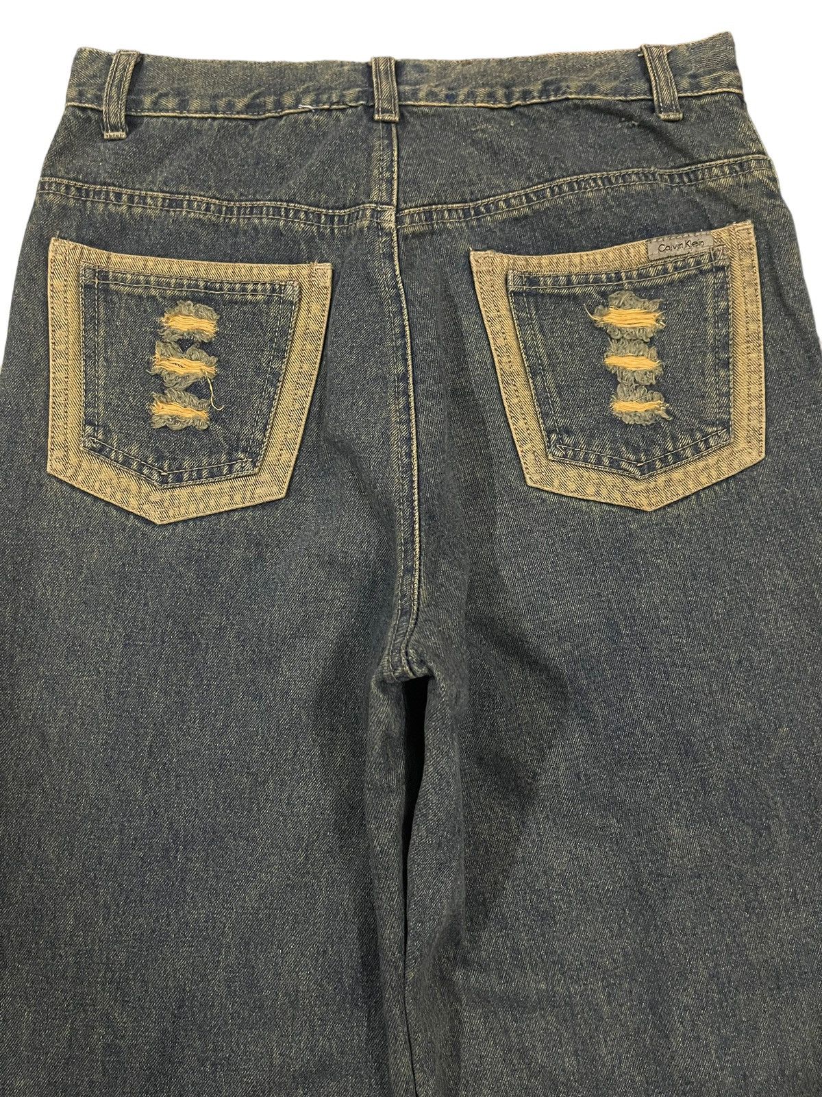 Calvin Klein Vintage CK Calvin Klein Patch Style Distress Flare Jeans Size US 28 / EU 44 - 5 Thumbnail