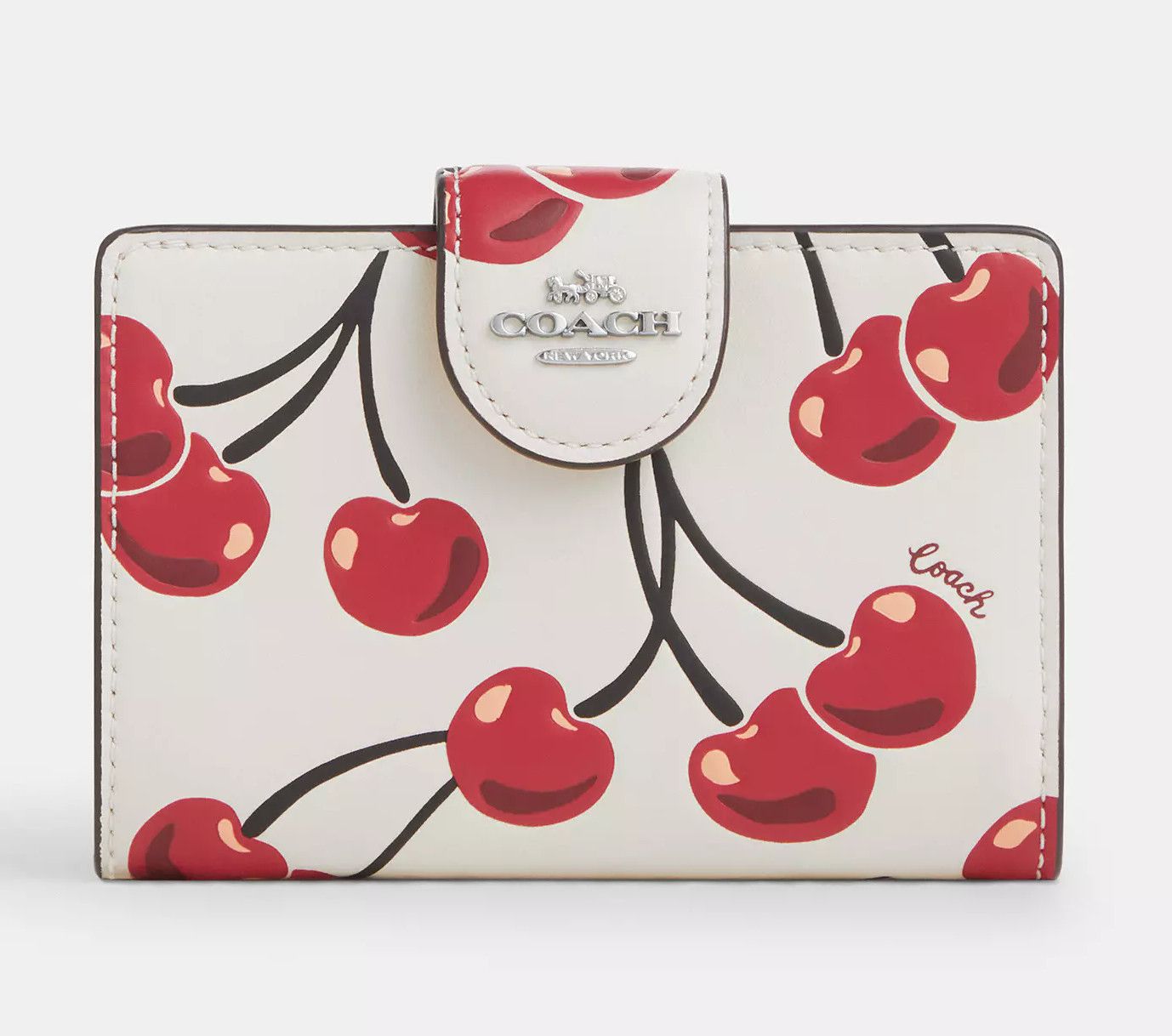 Coach 🍒 Medium Corner Zip Wallet With Cherry Print CZ762 Size ONE SIZE - 6 Thumbnail