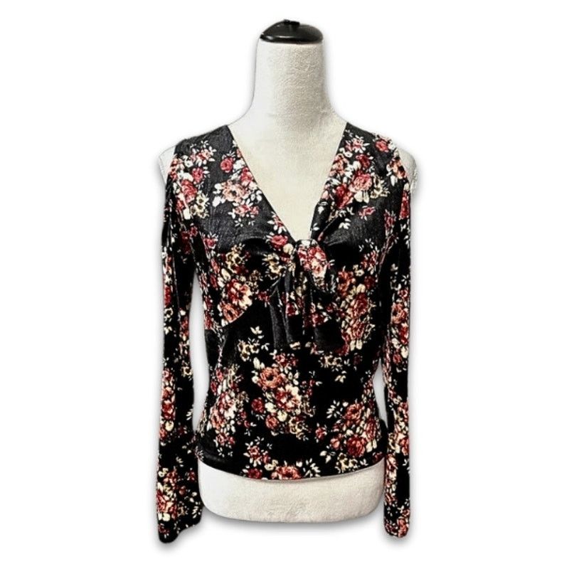 Other Pro Blue Blouse Cold Shoulder Floral Multicolor W S NWOT Size S / US 4 / IT 40 - 1 Thumbnail