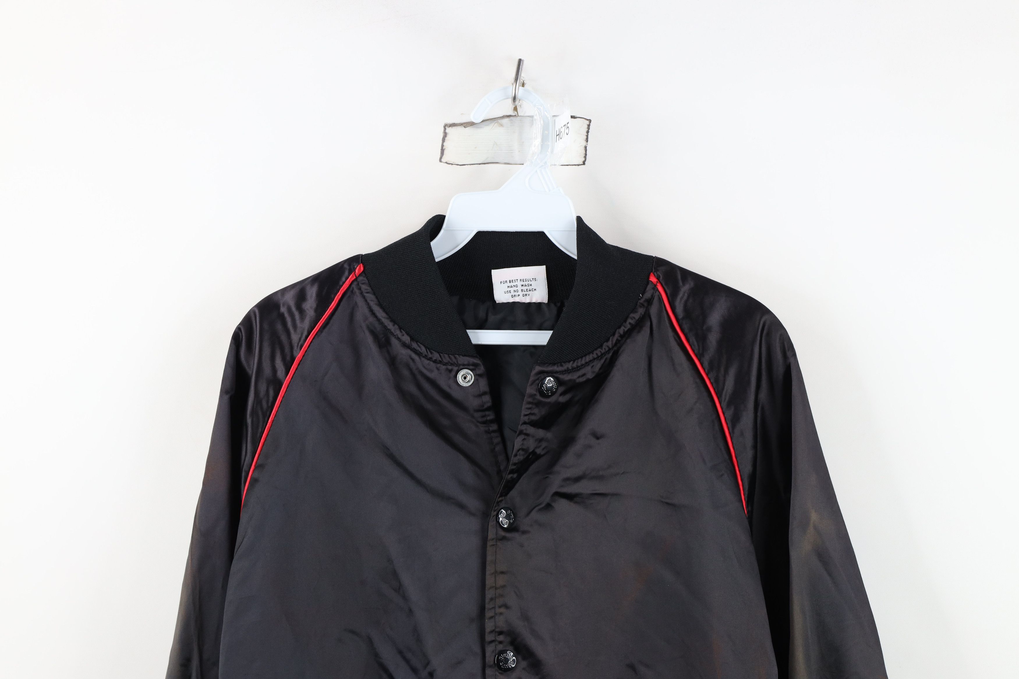 Vintage Vintage 70s 80s NBC Peacock TV Satin Bomber Jacket Black USA Size US L / EU 52-54 / 3 - 3 Thumbnail