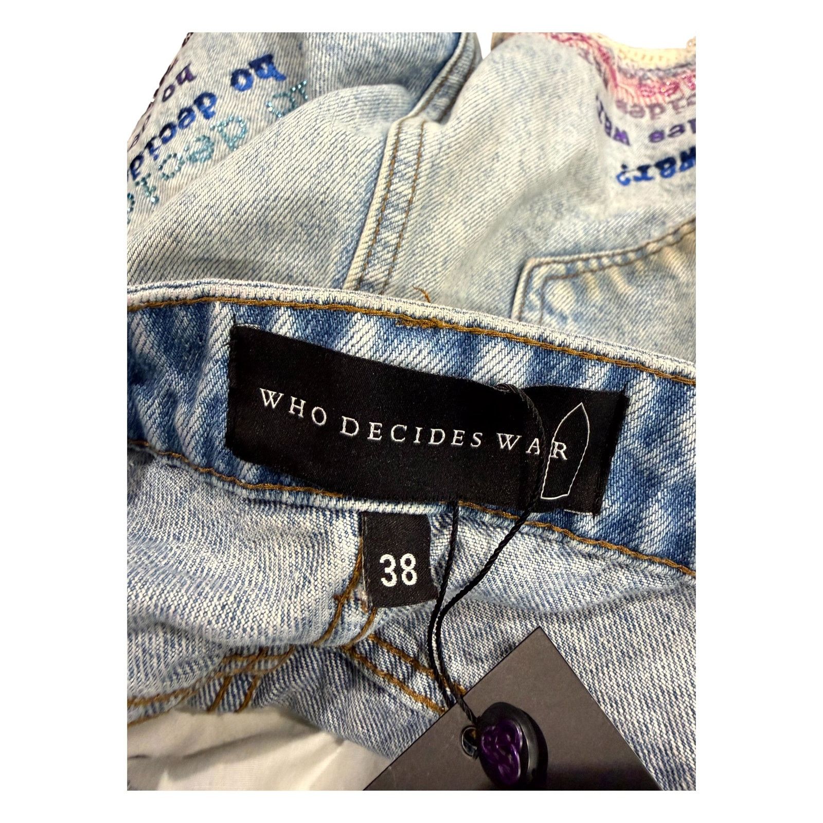 Who Decides War Who Decides War Scripture Light Wash & Rainbow Jeans Size US 38 / EU 54 - 3 Thumbnail