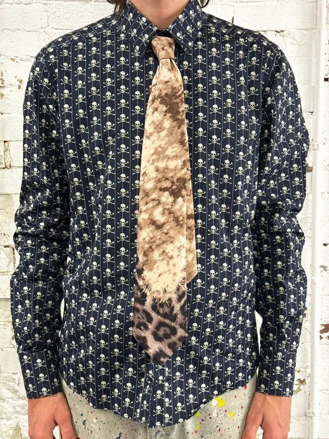 Roberto Cavalli AW2001 Roberto Cavalli Beige Leopard Silk Tie Size ONE SIZE - 2 Thumbnail