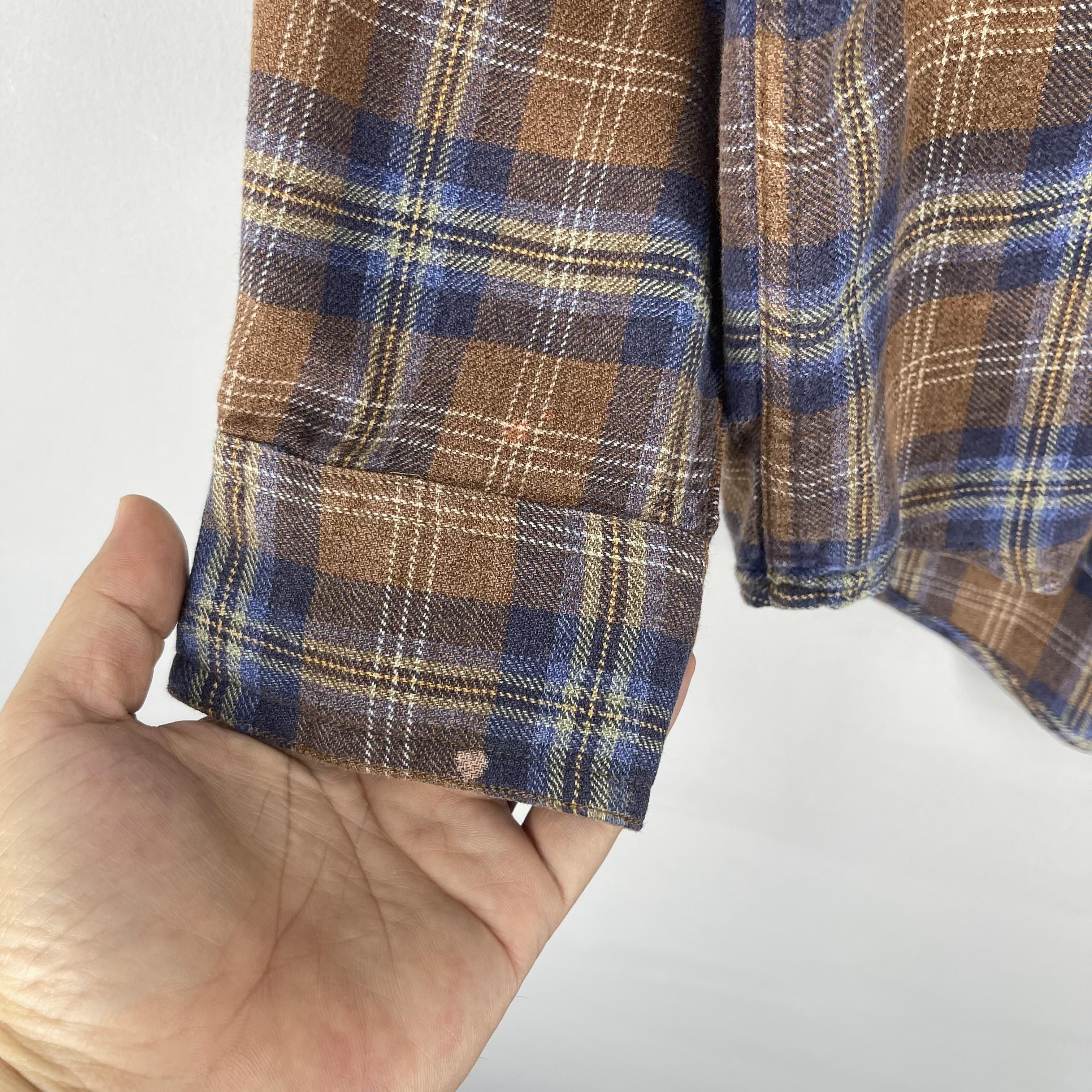 Flannel Vintage Checkered Tartan Brown/Blue Flannel Button Up Size US L / EU 52-54 / 3 - 5 Thumbnail
