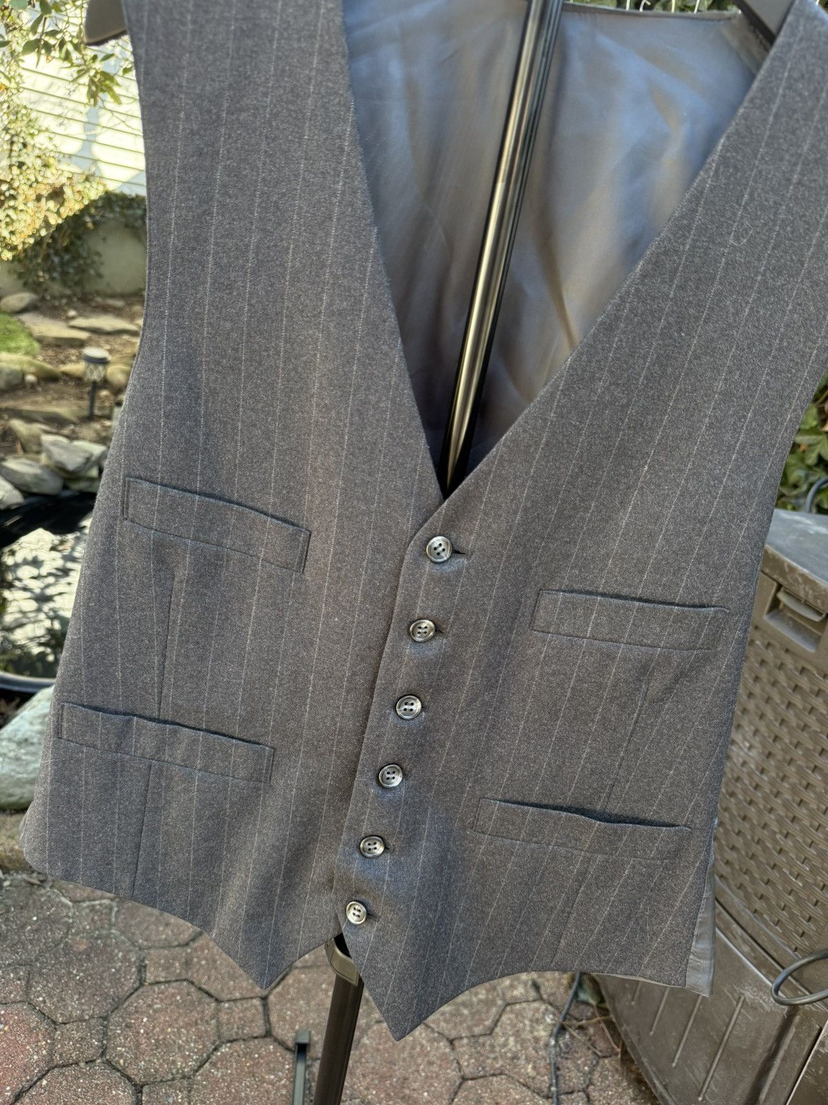Hart Schaffner Marx Hart Schaffner Marx Custom Two Piece Grey Stripped Suit Size 42L - 9 Thumbnail